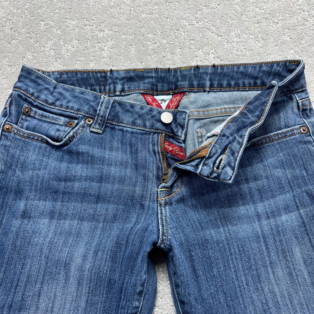 Y2k Lucky Brand Jeans Womens 8/29 Blue Denim Lola Straight Run Stitch Cropped